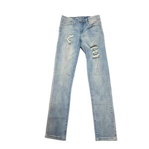 RESFEBER Light wash distressed skinny mid rise jeans women's size 4 NWT
